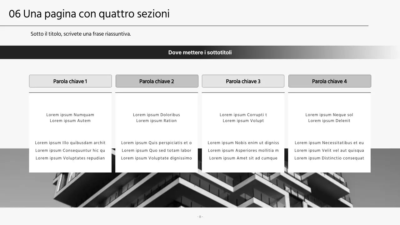 Presentazioni aziendali moderne in bianco e nero