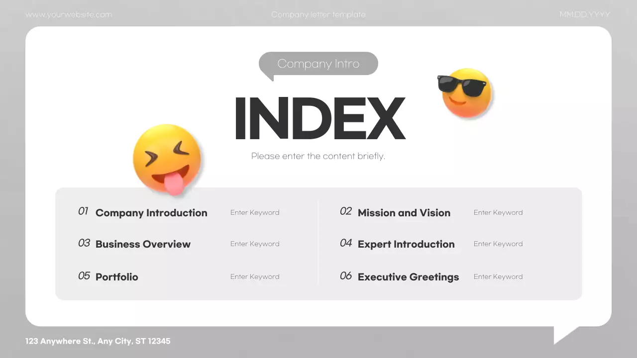 회색의 미니멀한 3D 기업 소개서