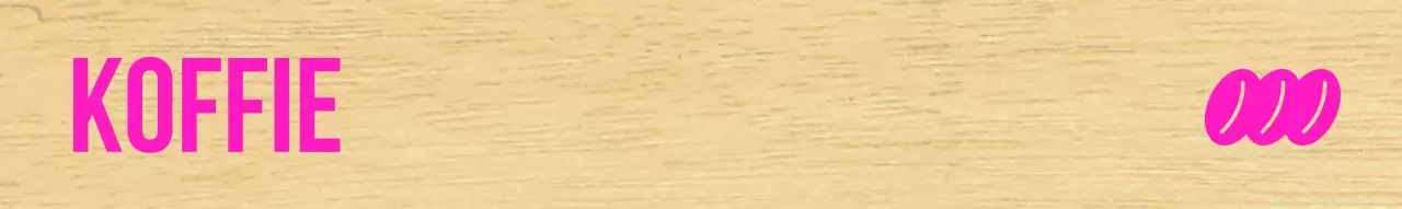 Café met strakke zwarte letters en roze accenten