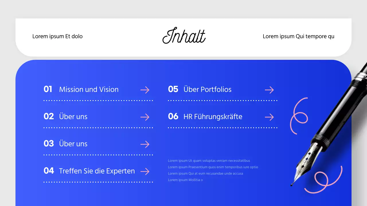 Ein modernes Anschreiben für ein Storytelling-Unternehmen in Blau und Rosa