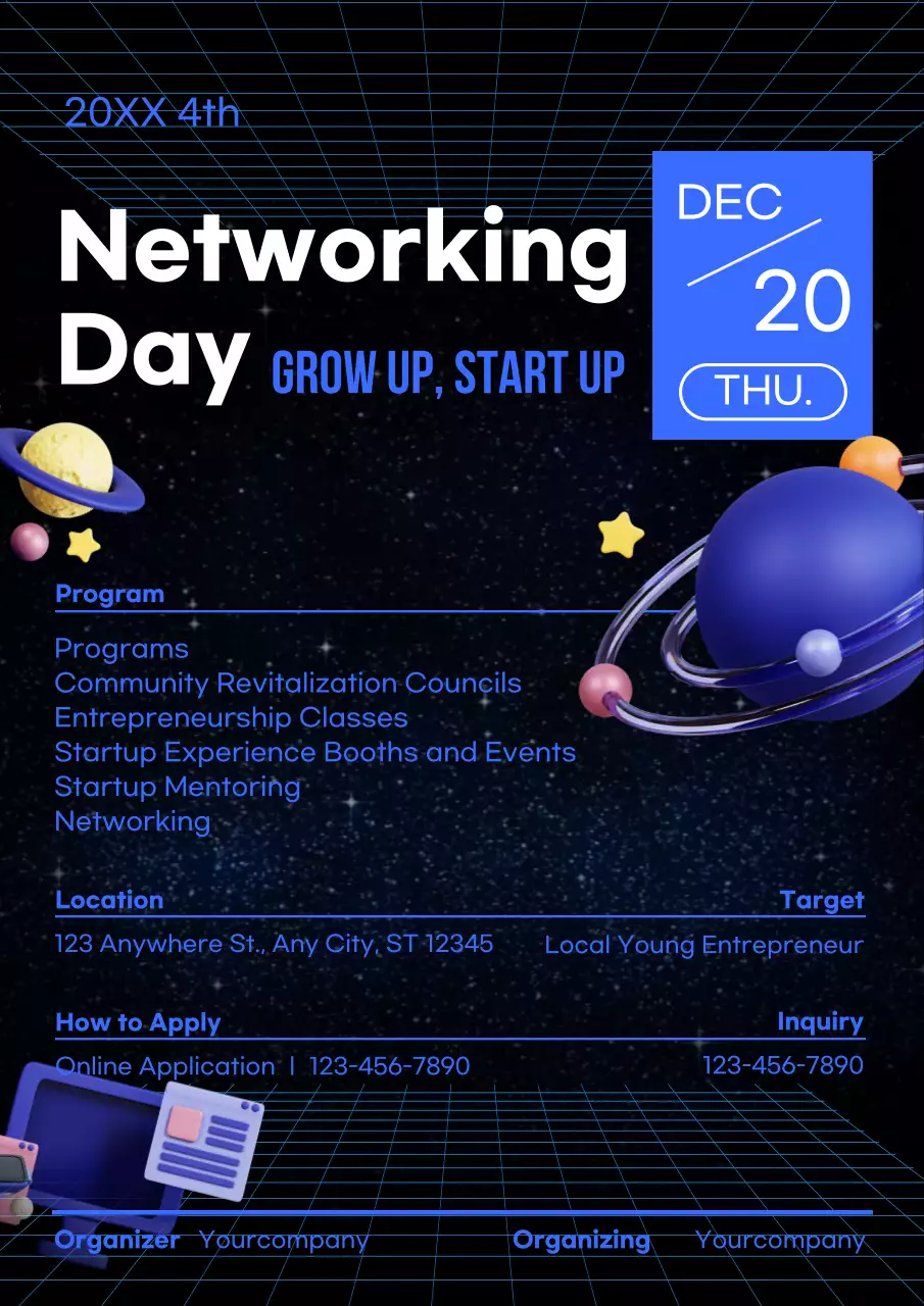Blue Retro Networking Event Poster