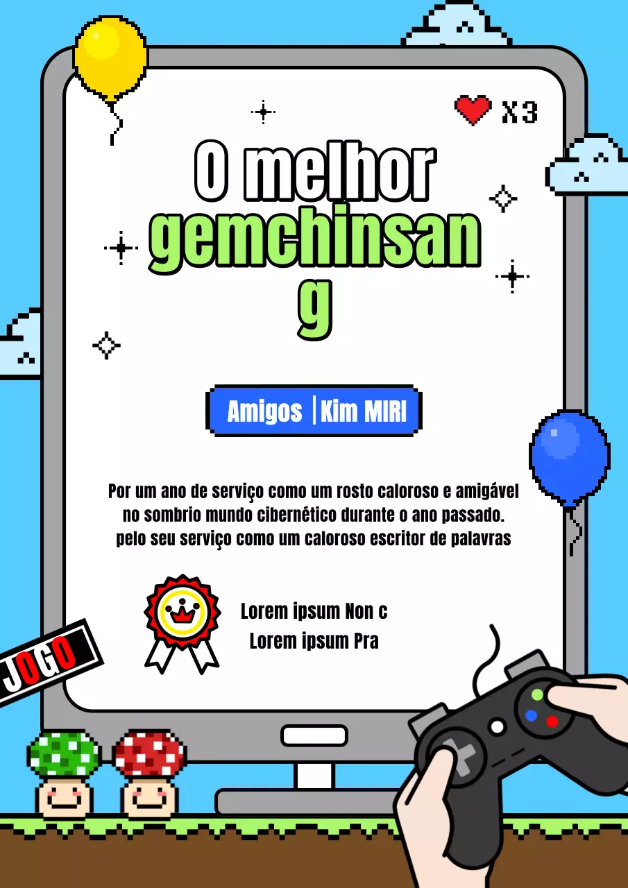 Poste de listagem de jogos retro em azul claro e preto