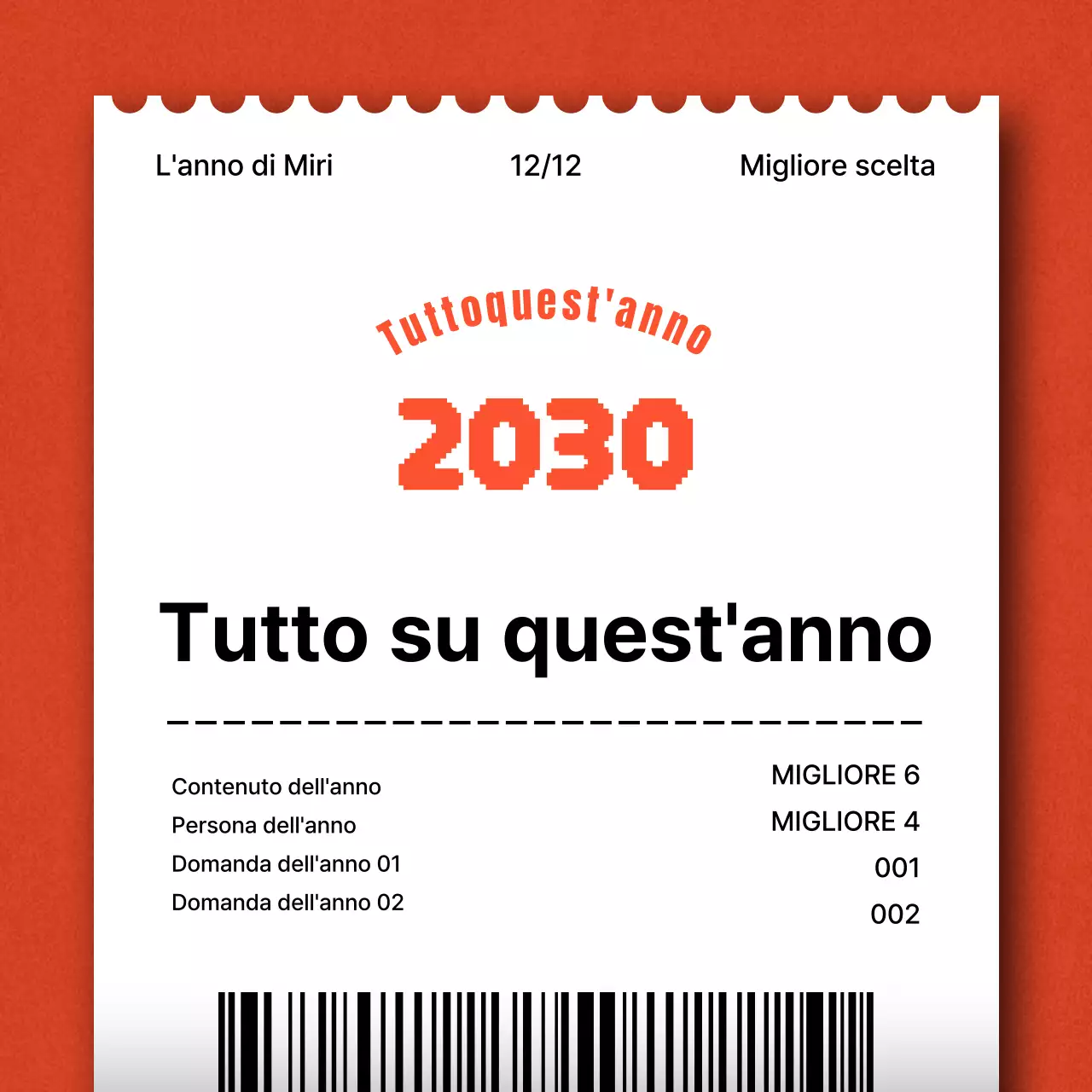 Un semplice post di fine anno in arancione e nero