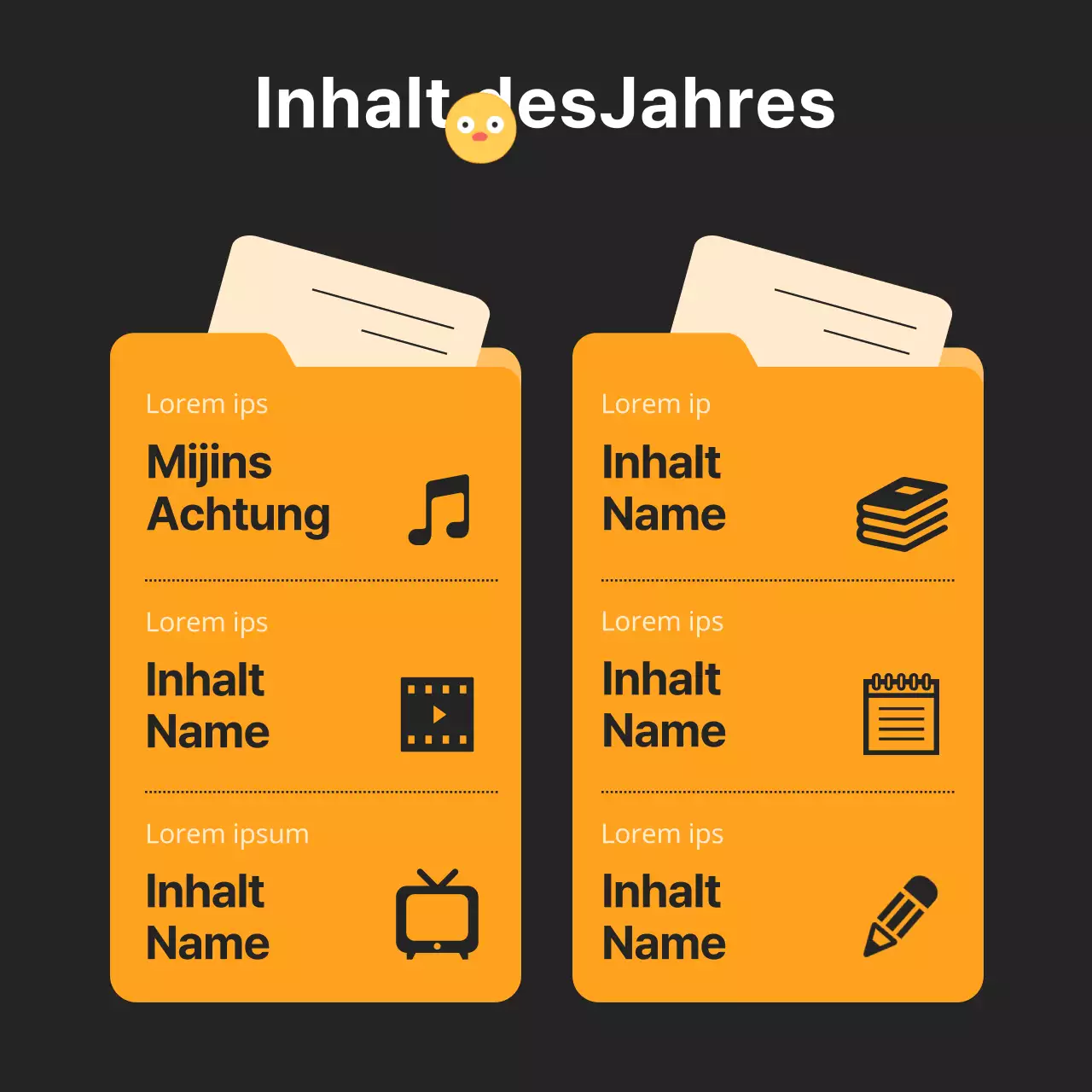 Tipps zum Jahresausklang für schwarz-orangefarbene Pop-Art