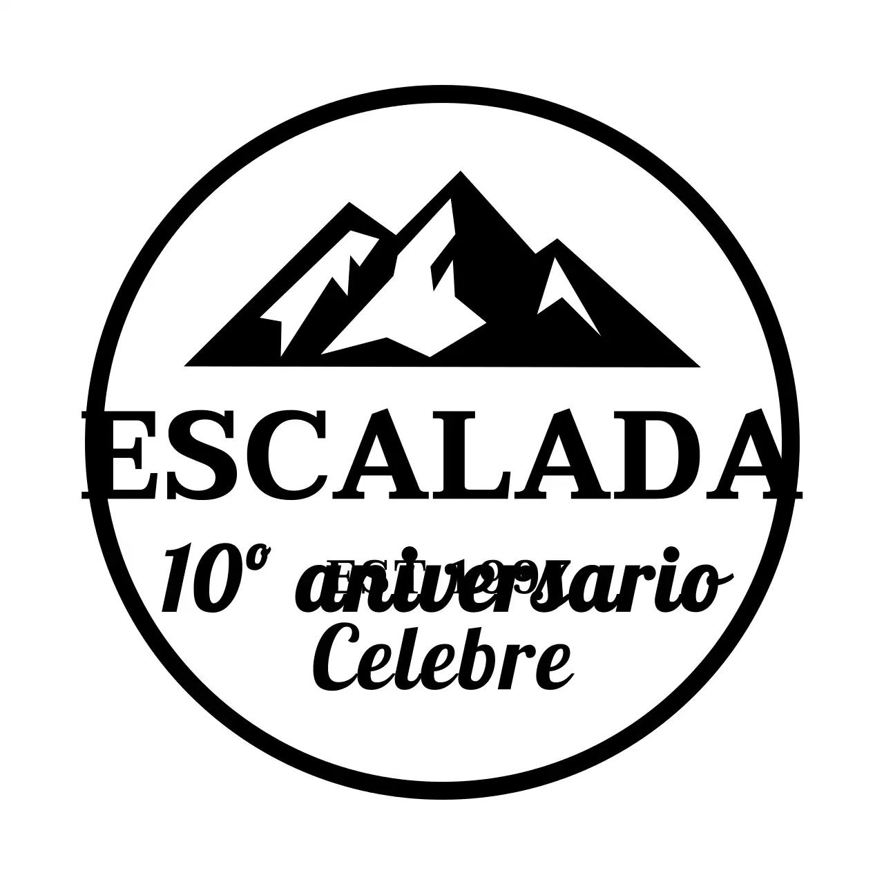 Un concepto sencillo para un club de montañismo con ilustraciones de montaña y fuentes con gracias.
