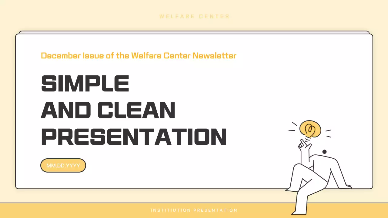 A basic yellow and white welfare center newsletter post