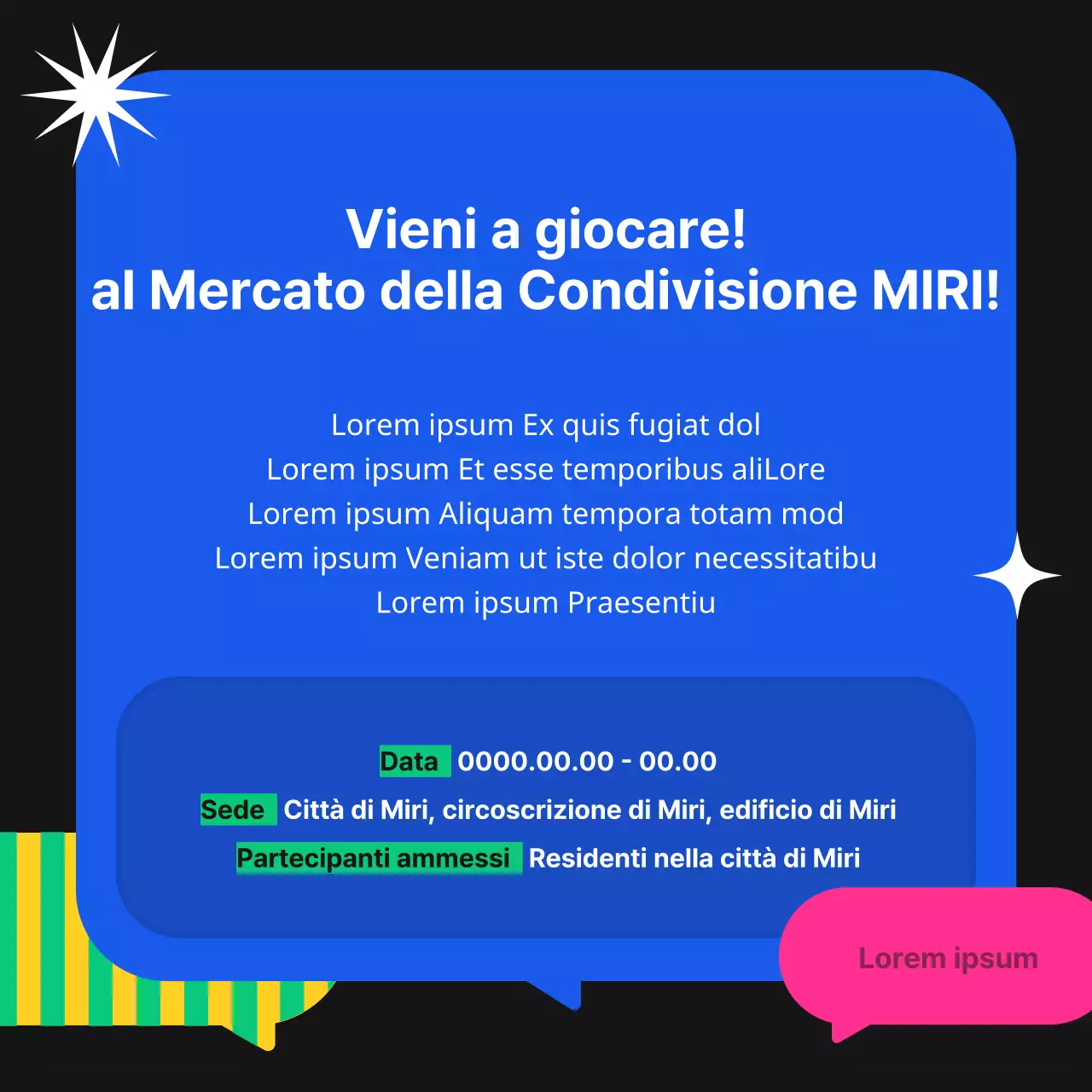 Annuncio di mercato di condivisione nero e fluorescente di tendenza