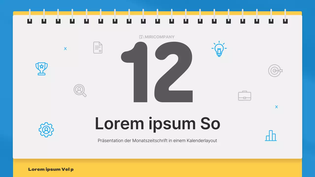 Einfacher monatlicher Unternehmens-Newsletter in Blau und Gelb