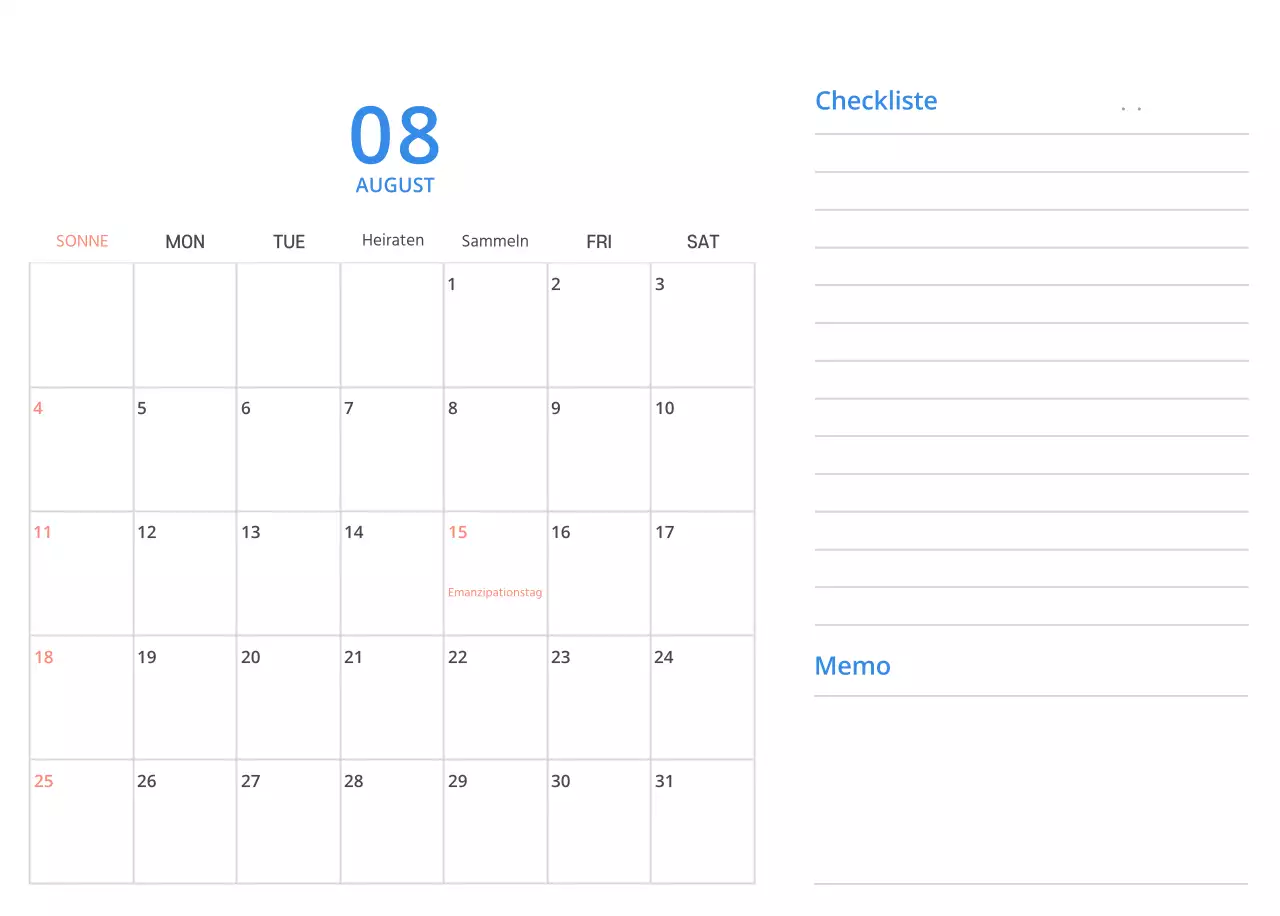Niedlich illustrierter grüner Tischkalender mit Familienthemen