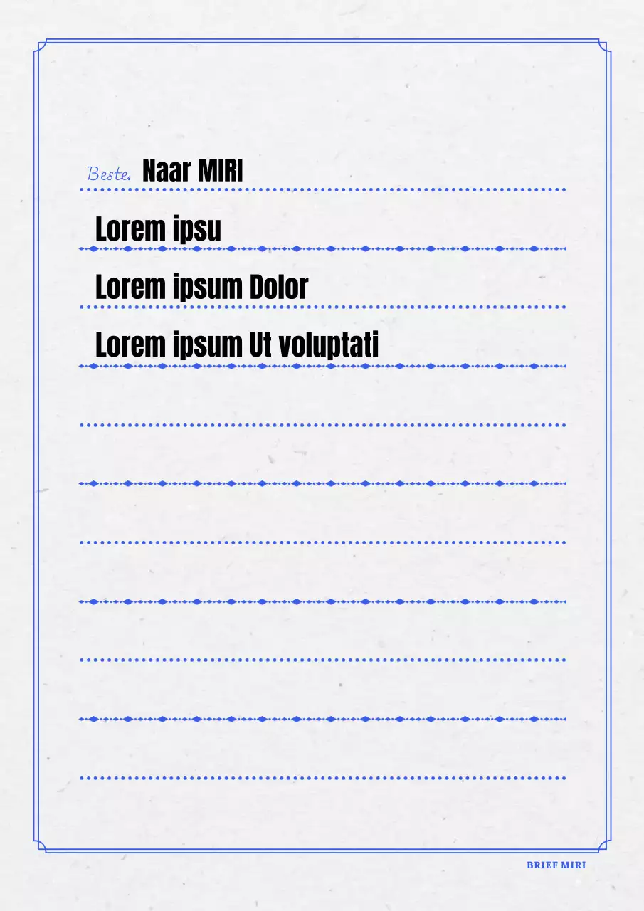 Modern analoog briefpapier in blauw