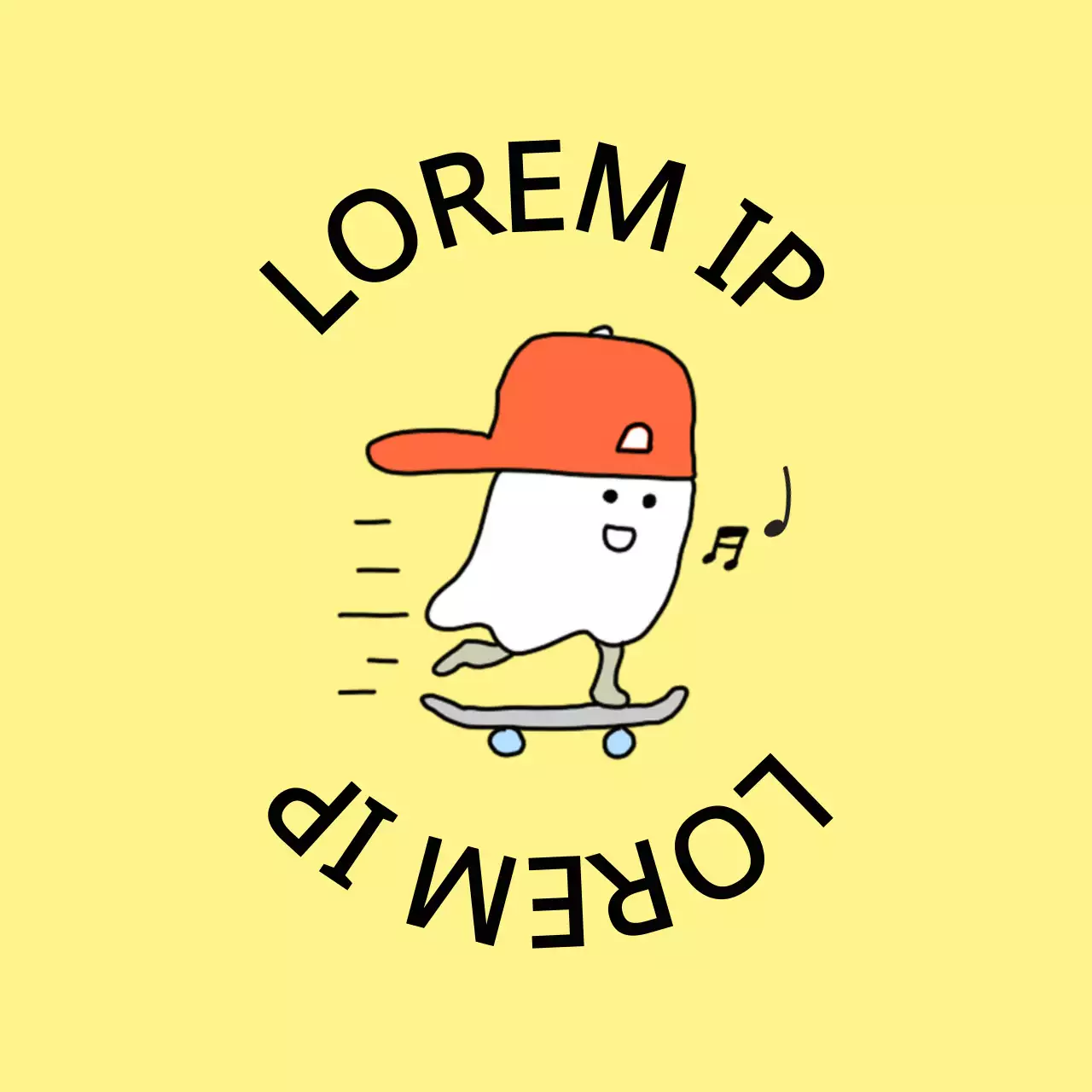 Ilustração de um fantasma a montar uma prancha em amarelo e laranja Produtos personalizados