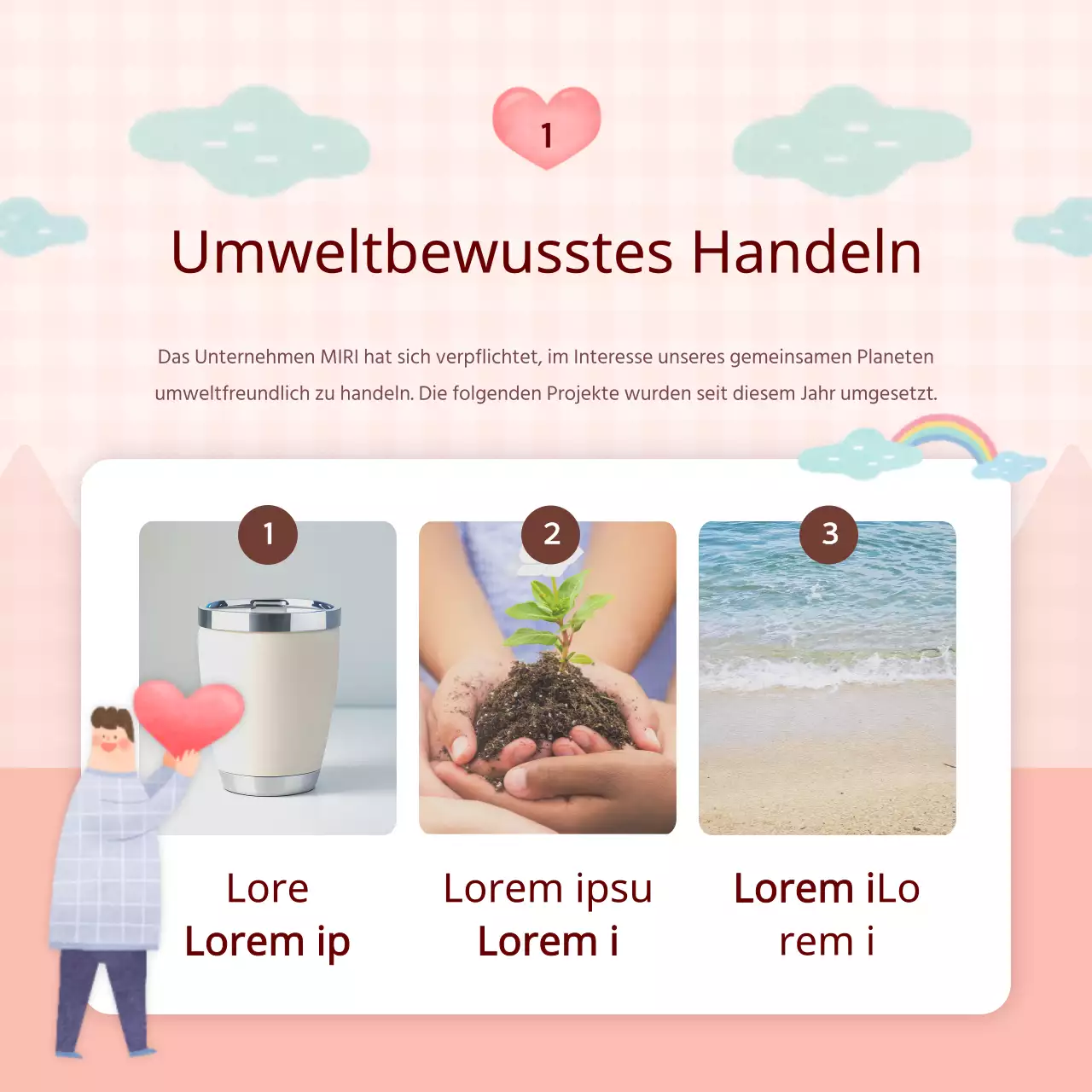 Rosa und hellblauer ESG-Managementbericht des Unternehmens