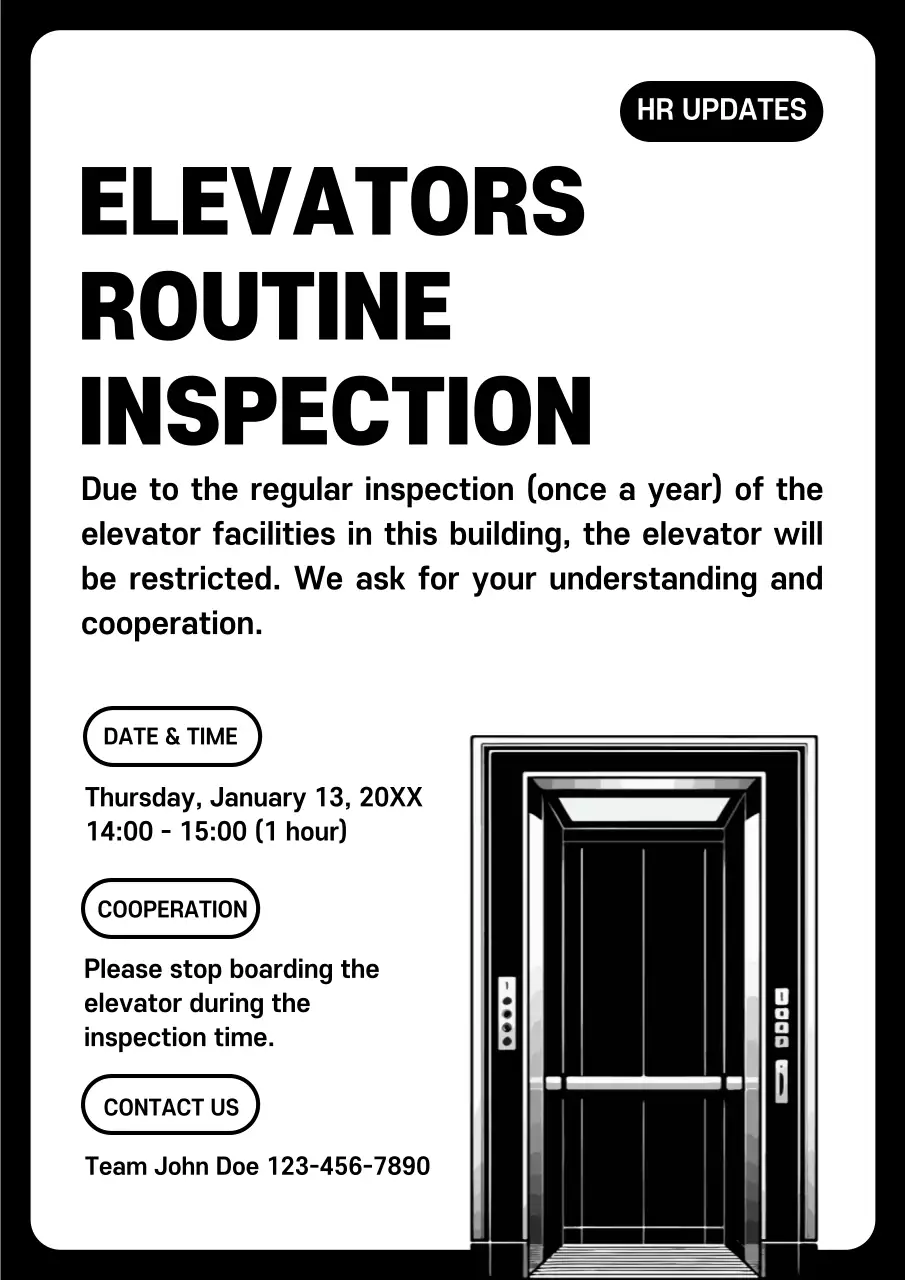 Black Simple Inspection Announcement Poster