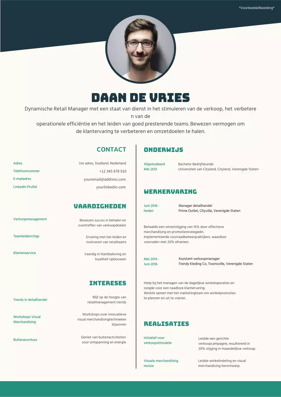 Navy en beige geometrisch cv retail manager