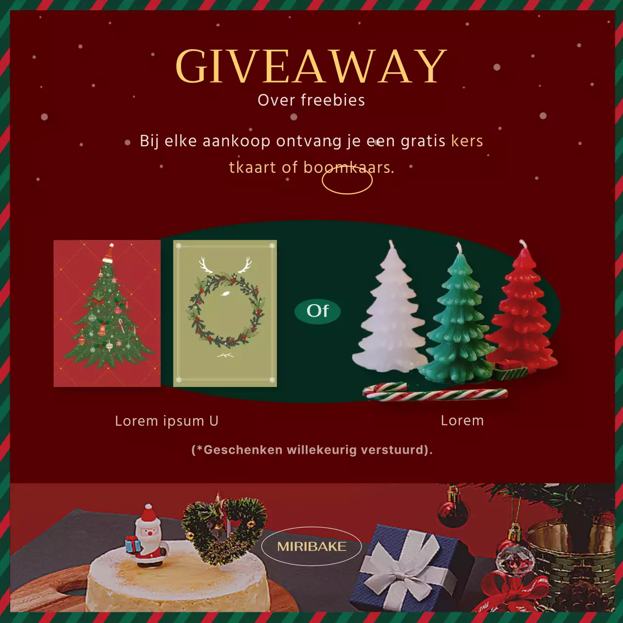 Promoot een klassieke kersttaart in het groen