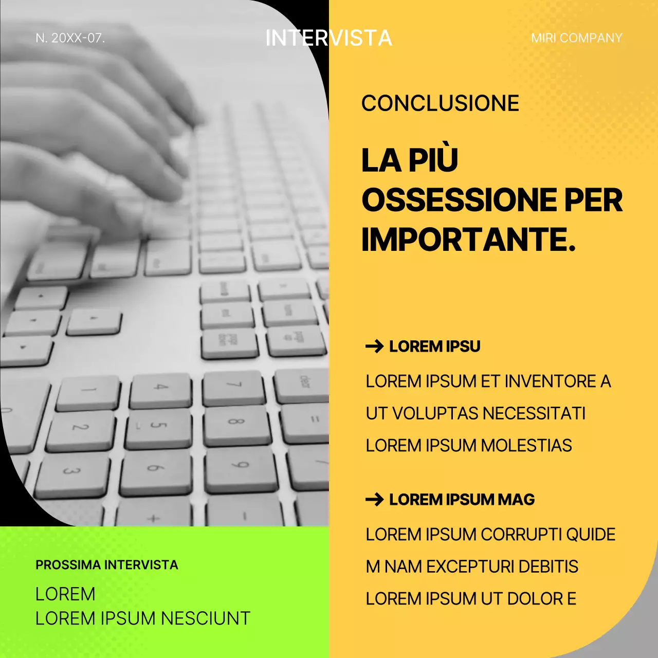 Post di colloquio di lavoro geometrico giallo e fluorescente