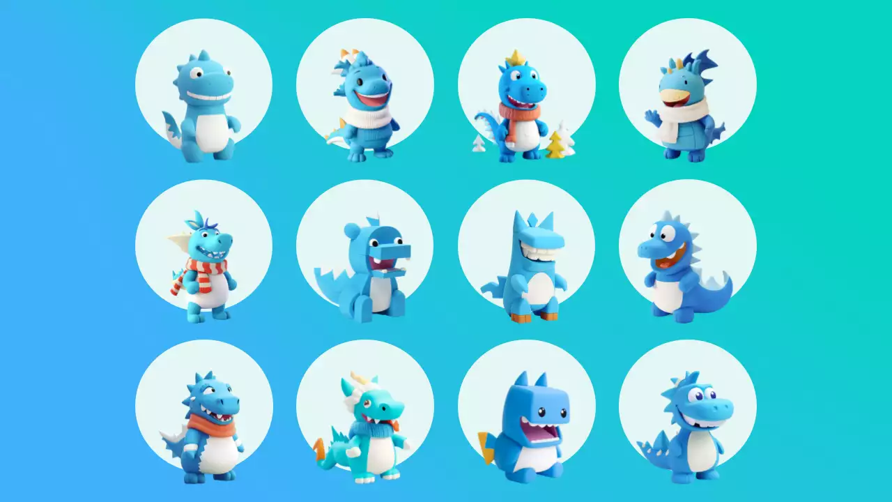 青 かわいい キャラクター ポスター プレゼンテーション