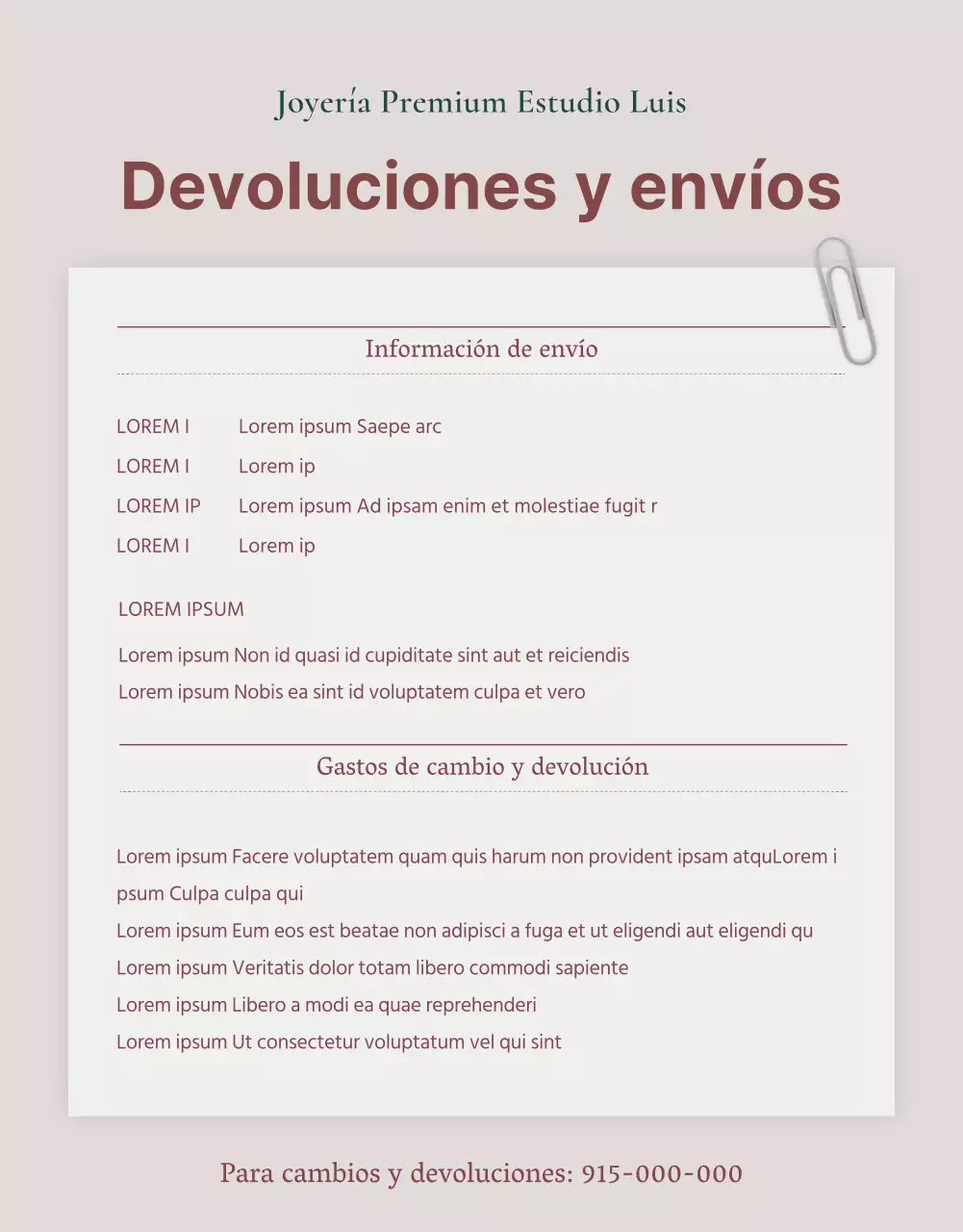 Anuncio de venta de un lookbook de accesorios de bisutería de moda en rosa y marrón.