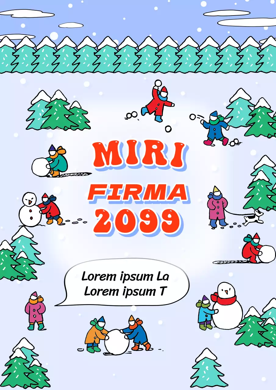 Niedliche Winter-Illustration Grußkarte in hellblau