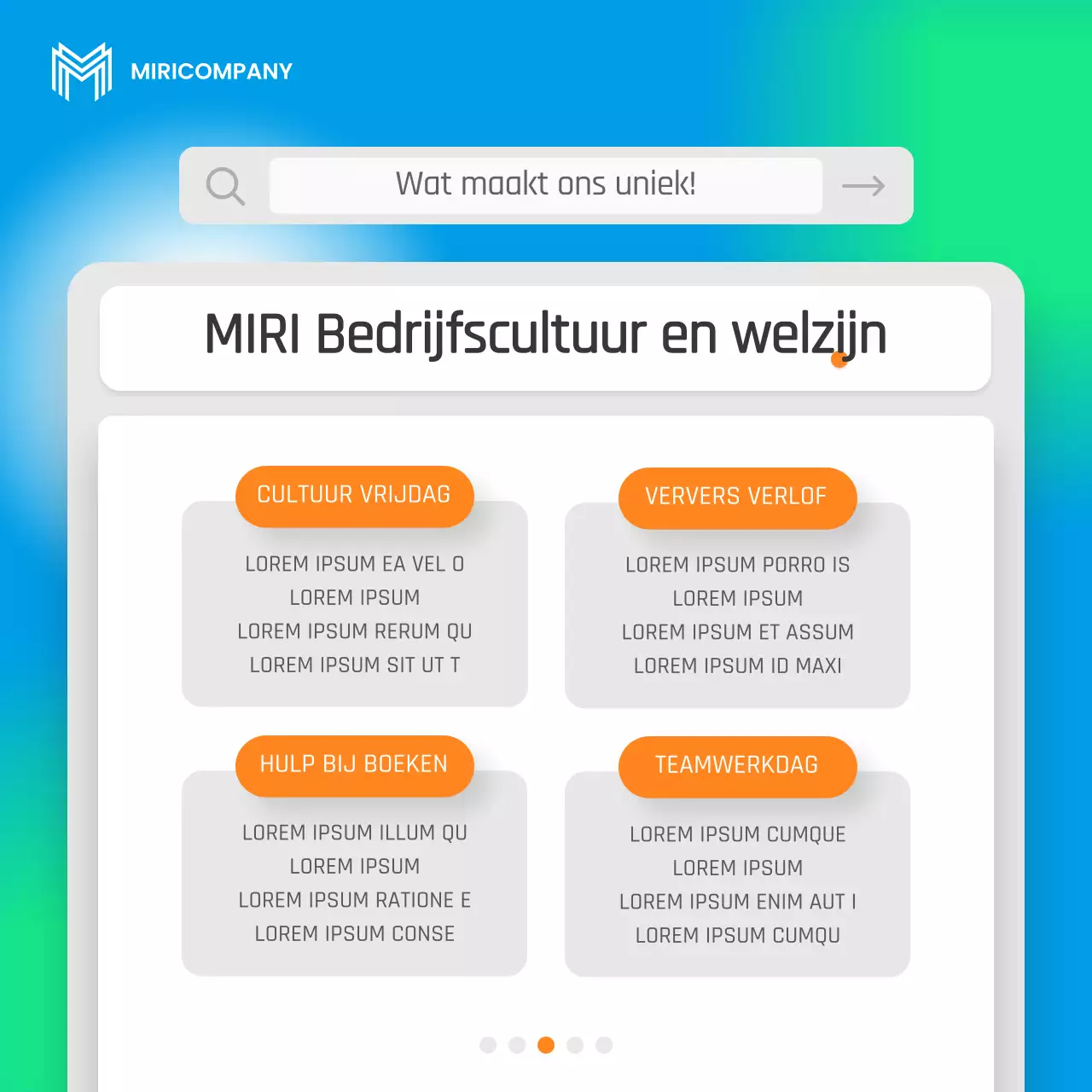Een eenvoudig blauw en fluorescerend pitchboek voor bedrijven