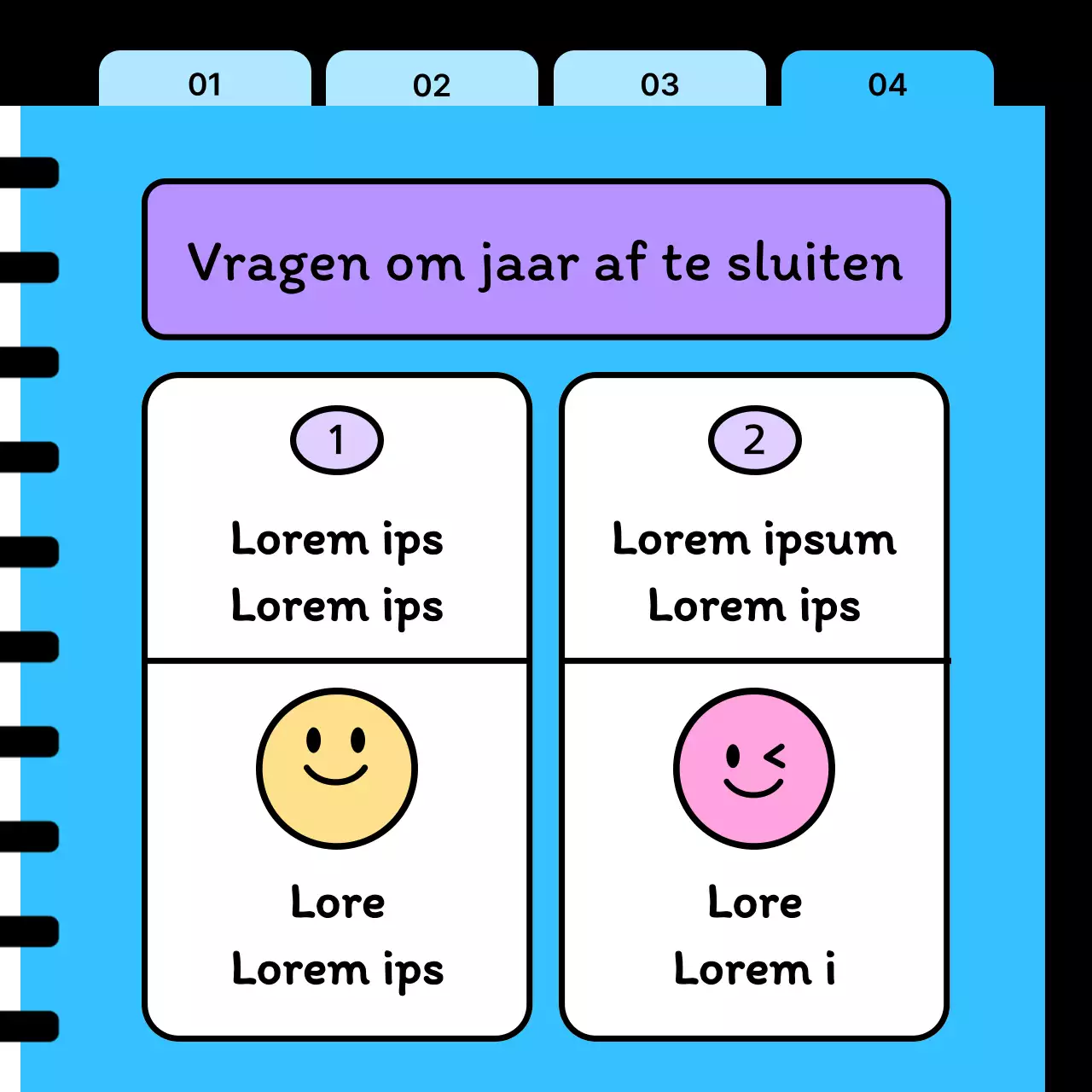 Een kitscherige vraag-en-antwoordpost in Nieuwjaarsdag en lichtblauw