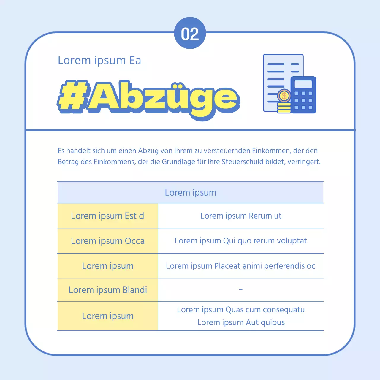 Ein einfacher blauer und gelber Leitfaden für Konzepte und Terminologie zum Jahresende