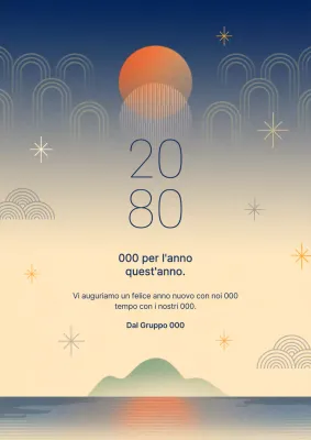 Auguri tradizionali di Capodanno in blu e arancione