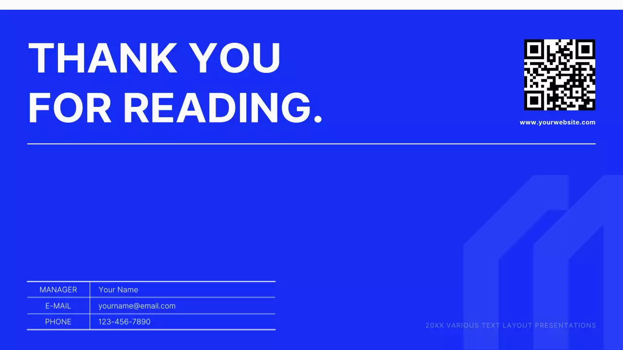 Modern text layout report in blue and white