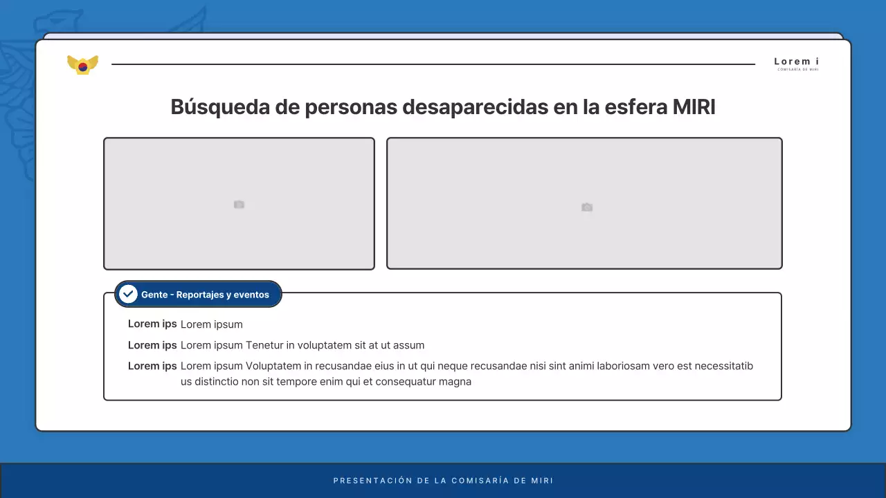 Anuncios por defecto del boletín de la comisaría de policía en azul y azul marino