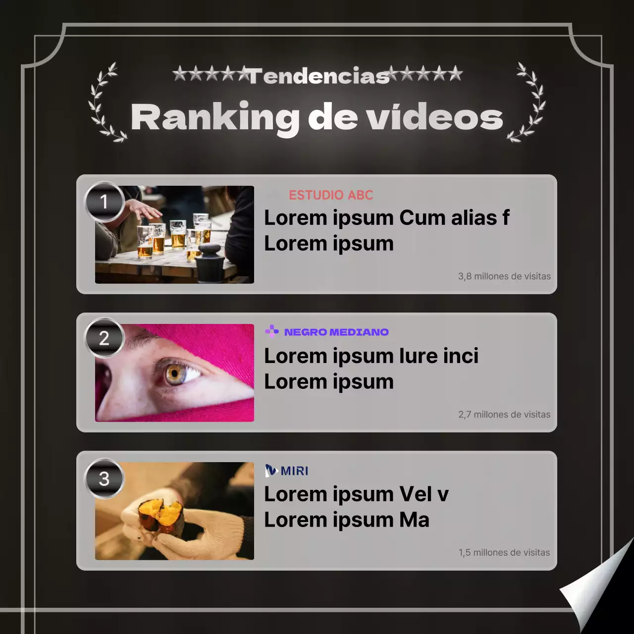 Anuncio de cierre de contenido moderno en negro y plata