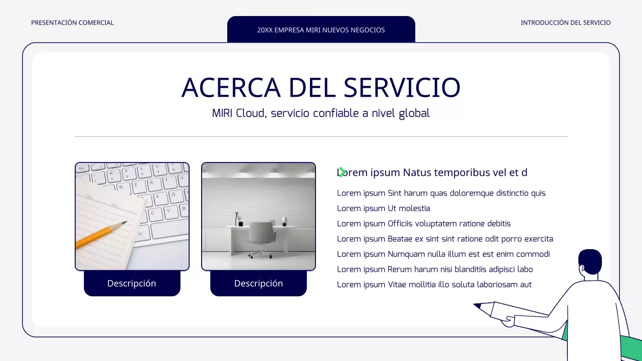 Un nuevo servicio sencillo en verde y gris