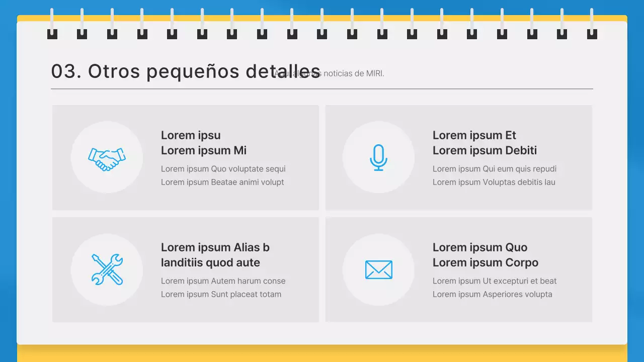 Boletín mensual corporativo sencillo en azul y amarillo