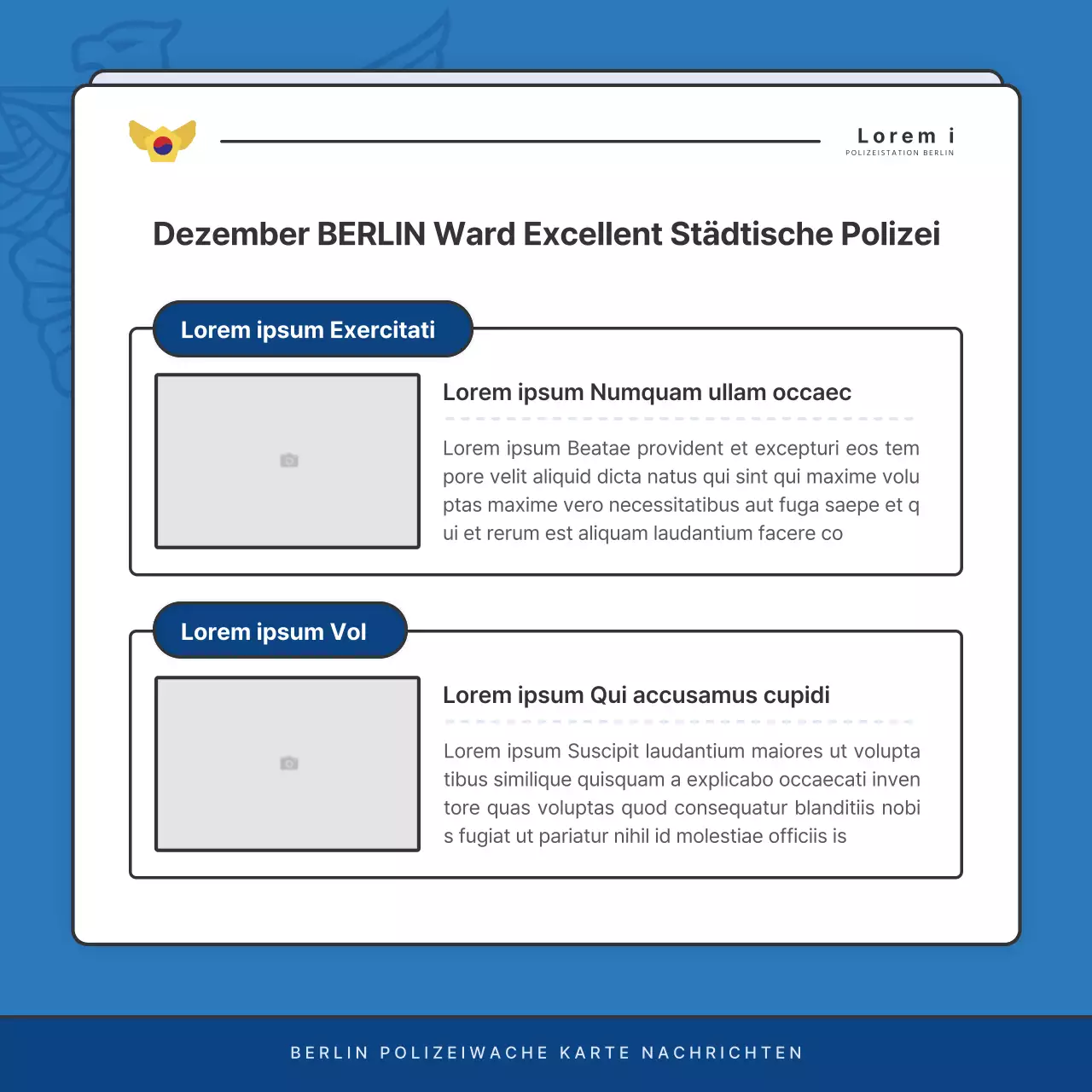 Standard-Newsletter der Polizeidienststelle in Blau und Marineblau