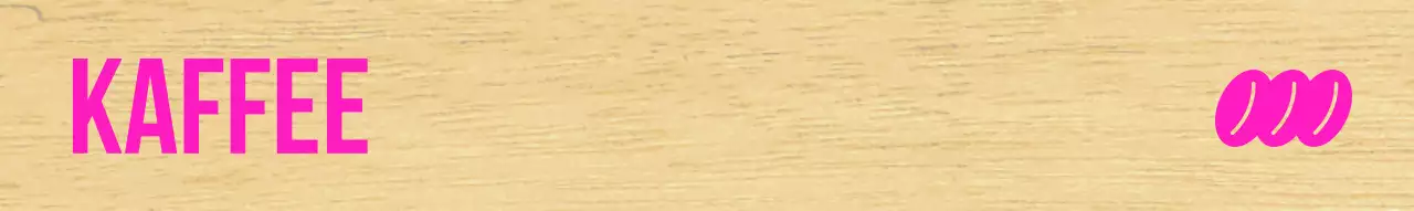Café mit klarer schwarzer Schrift und rosa Akzenten