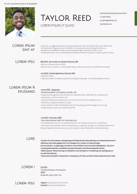 Weiß und Grün Einfacher Lebenslauf für Vertriebsmitarbeiter