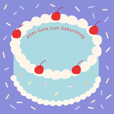 Eine schöne lavendelfarbene und rote Glückwunschkarte zum Geburtstag