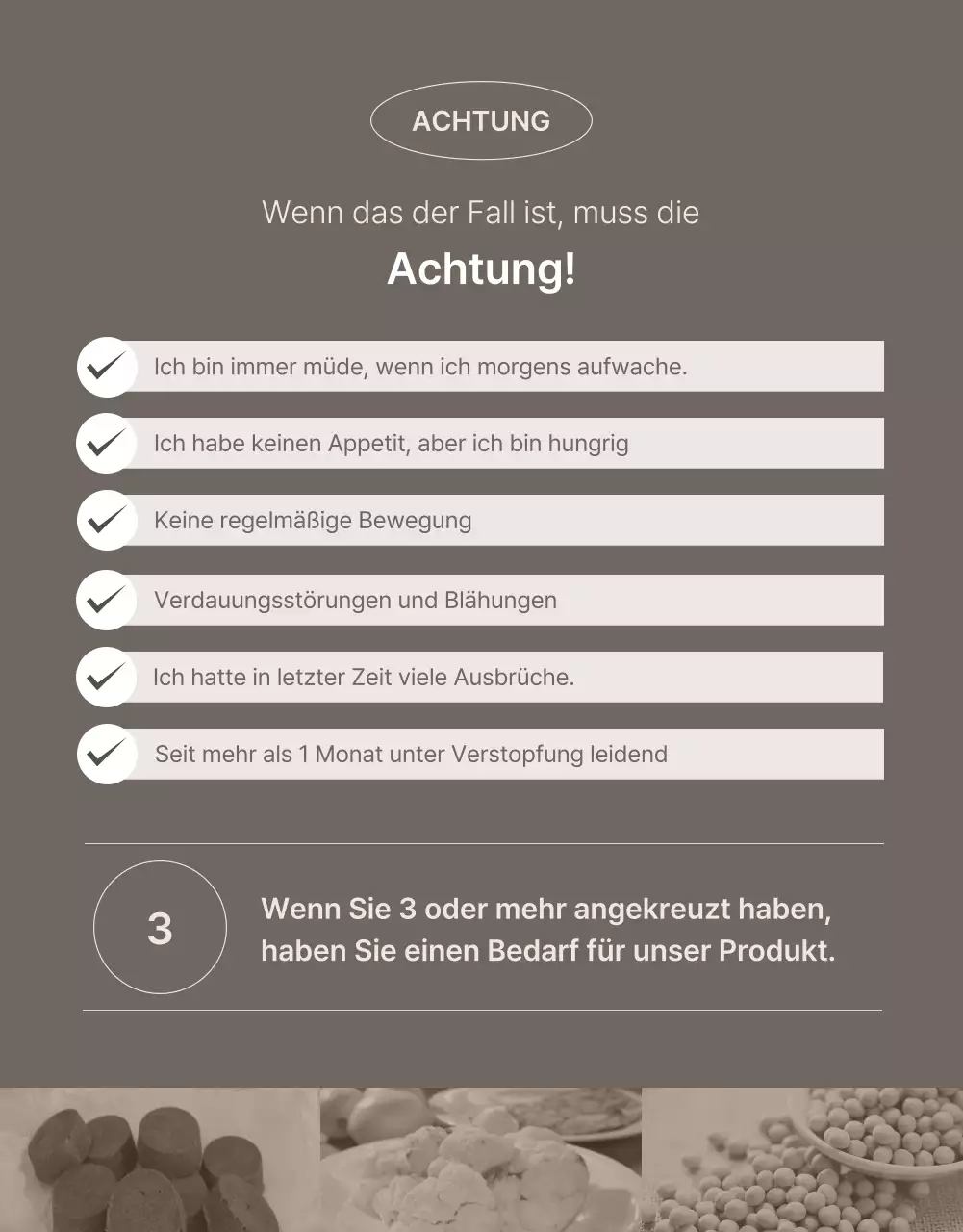 Werbung für ein einfaches Produkt in Beige und Braun