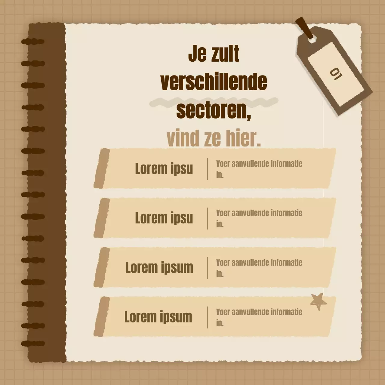 Een eenvoudige vacature op het platform voor loopbaanervaring in bruin en beige