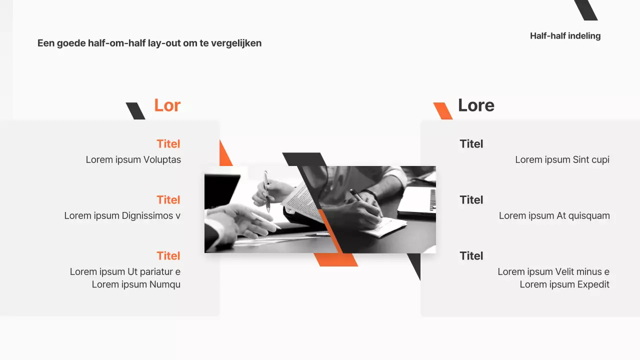 Een eenvoudig zakelijk voorstel in oranje en zwart-wit