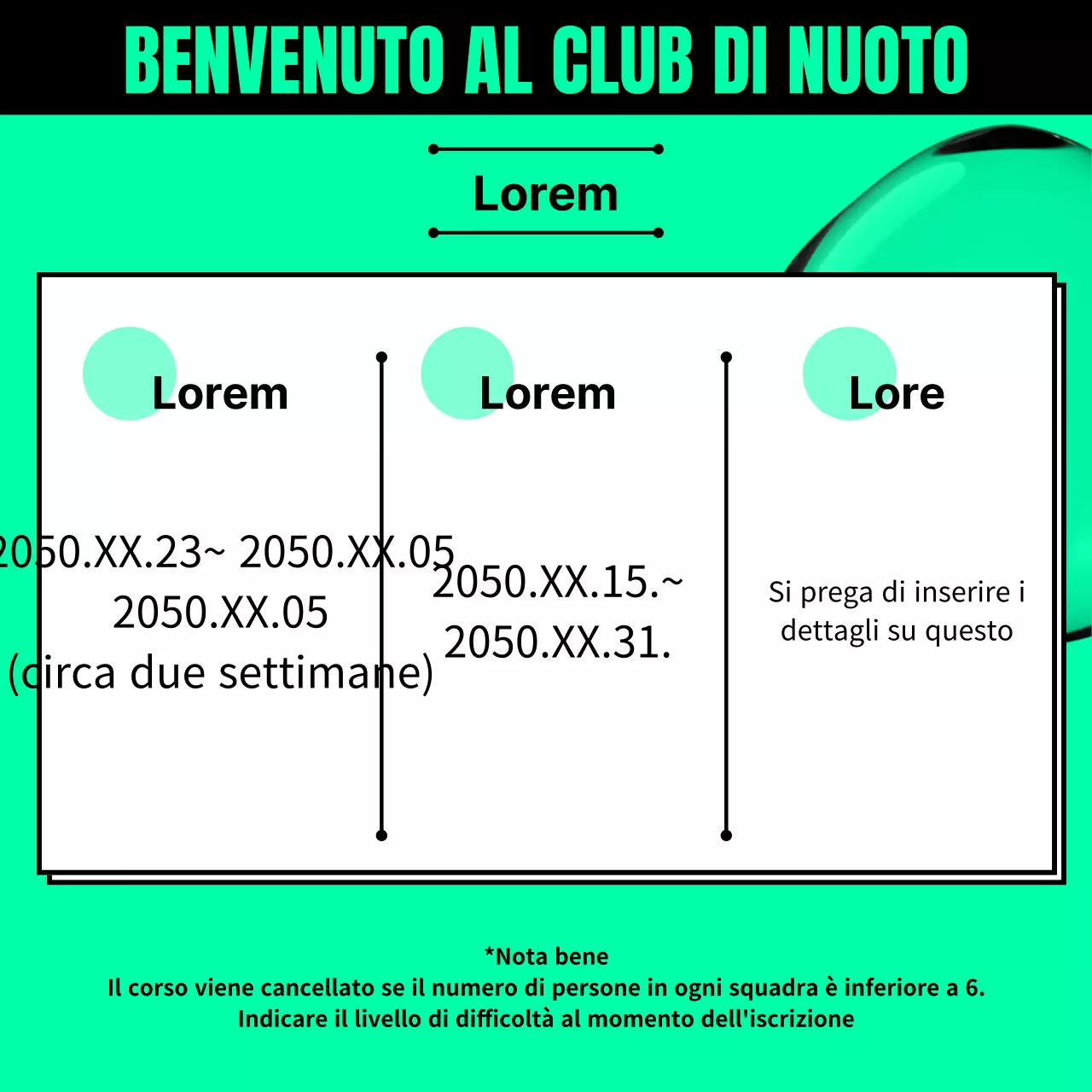 Promuovere il reclutamento dei club di nuoto con la tendenza verde e nera