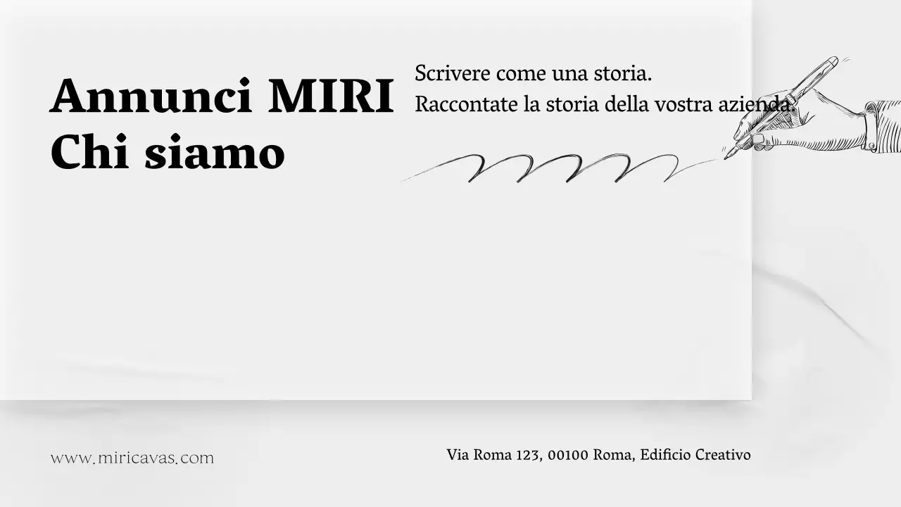Un profilo aziendale semplice, grigio, che racconta la storia