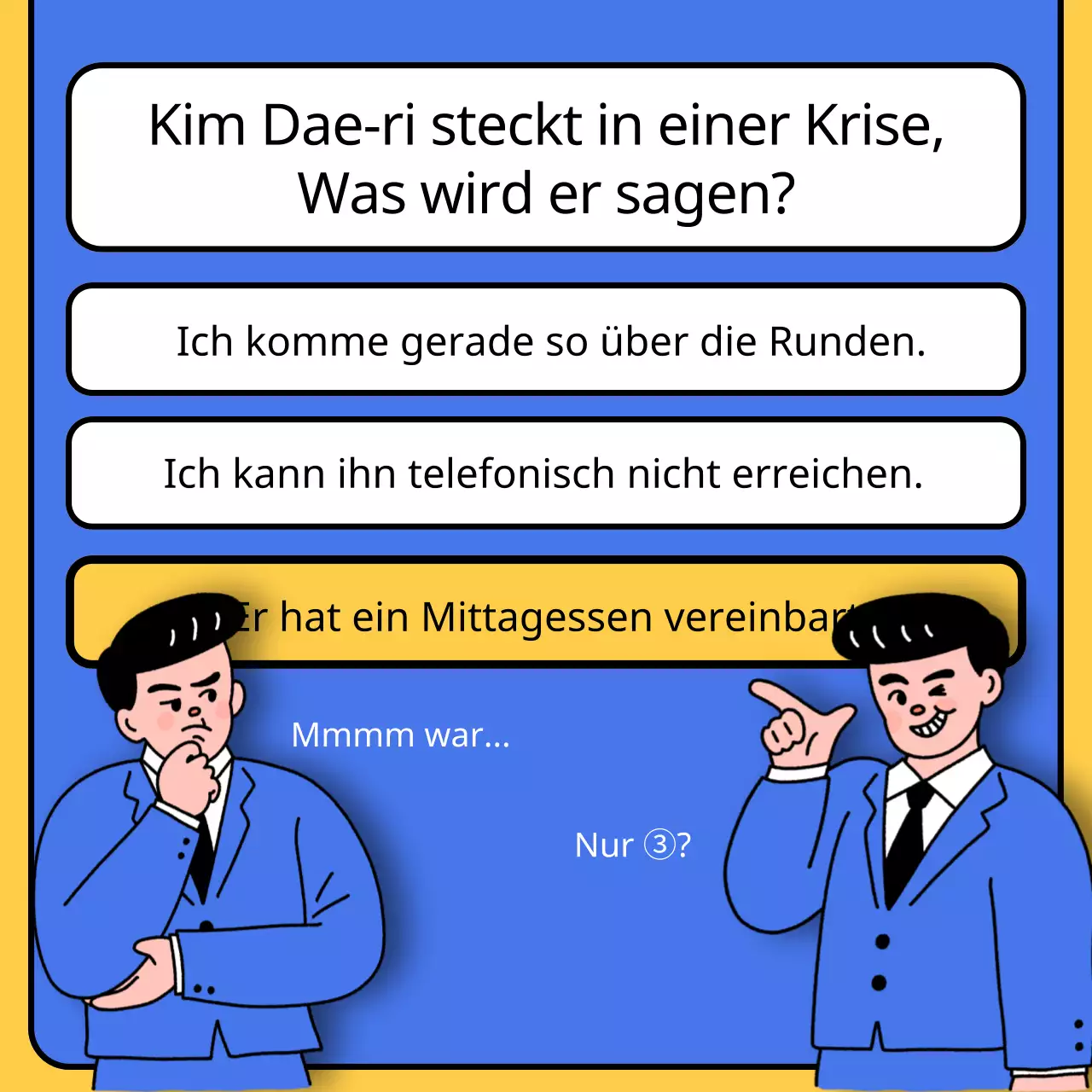 Werbung für eine kitschige englische Sprachschule in Blau und Gelb