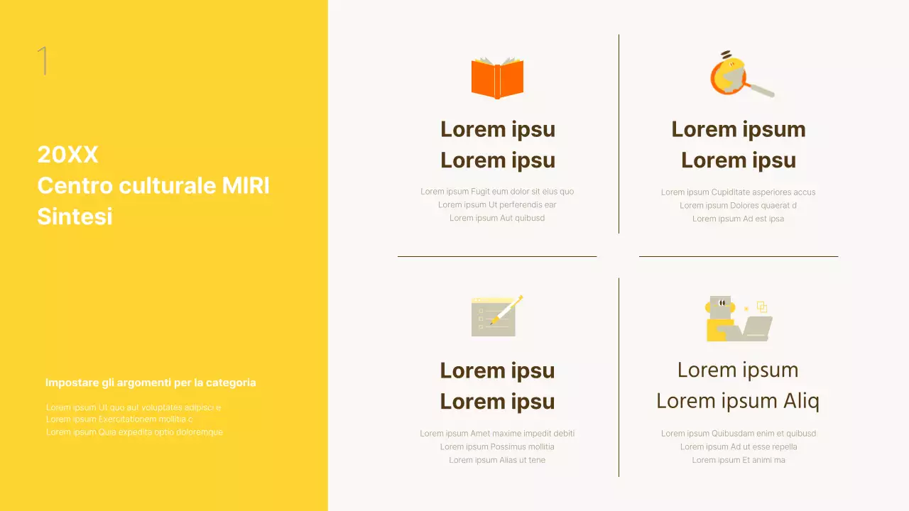 Una semplice relazione di fine anno in giallo e beige.