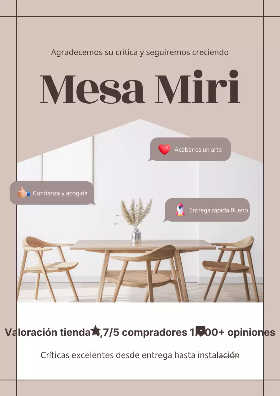 Promover revisiones de entrega de muebles modernos en beige y marrón