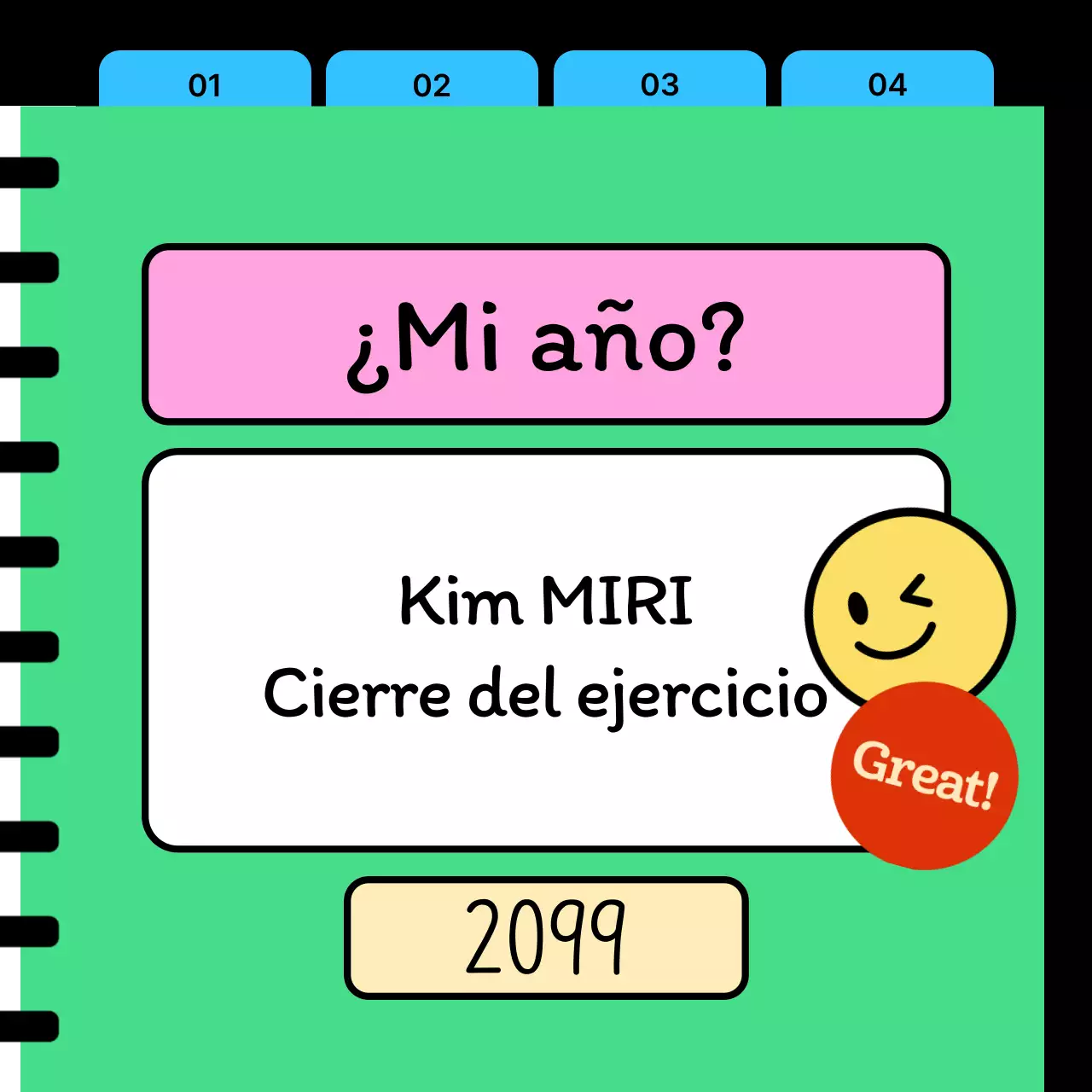 Un post kitsch de preguntas y respuestas en azul celeste y Año Nuevo