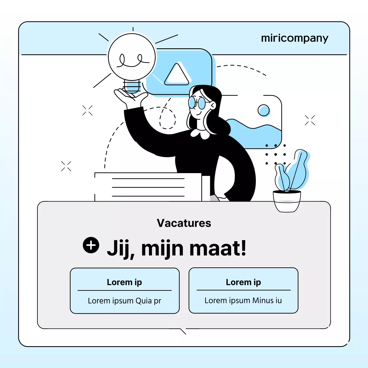 Bedrijfsbrief voor een eenvoudig merkbeeld in lichtblauw en grijs