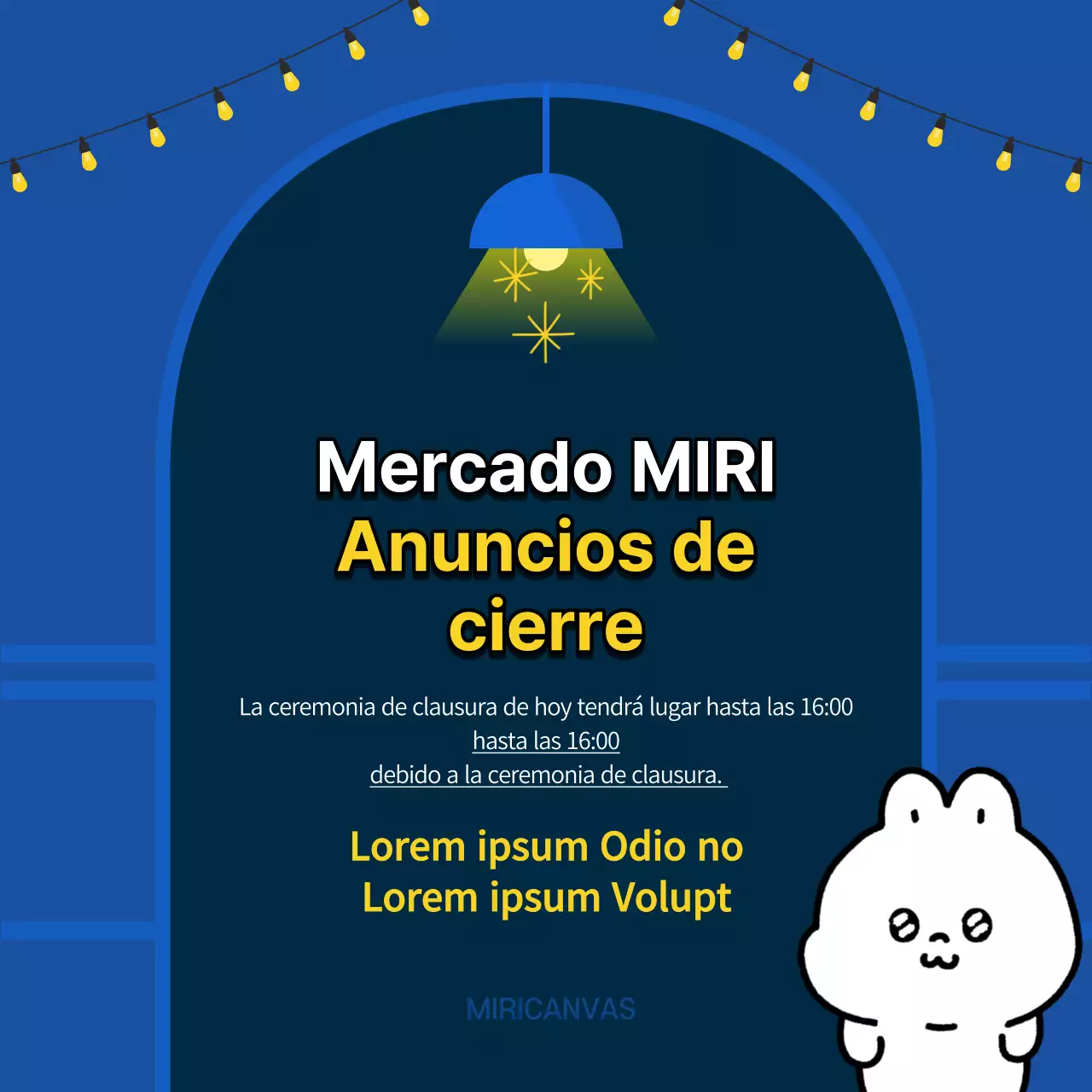 Un anuncio de fin de año minimalista en azul y amarillo