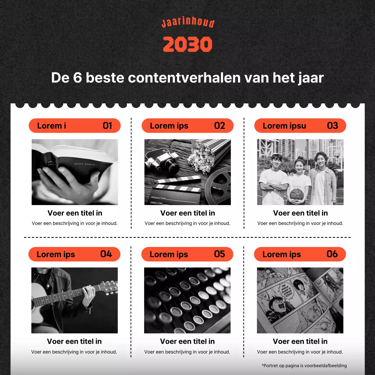 Een eenvoudige eindejaarspost in oranje en zwart