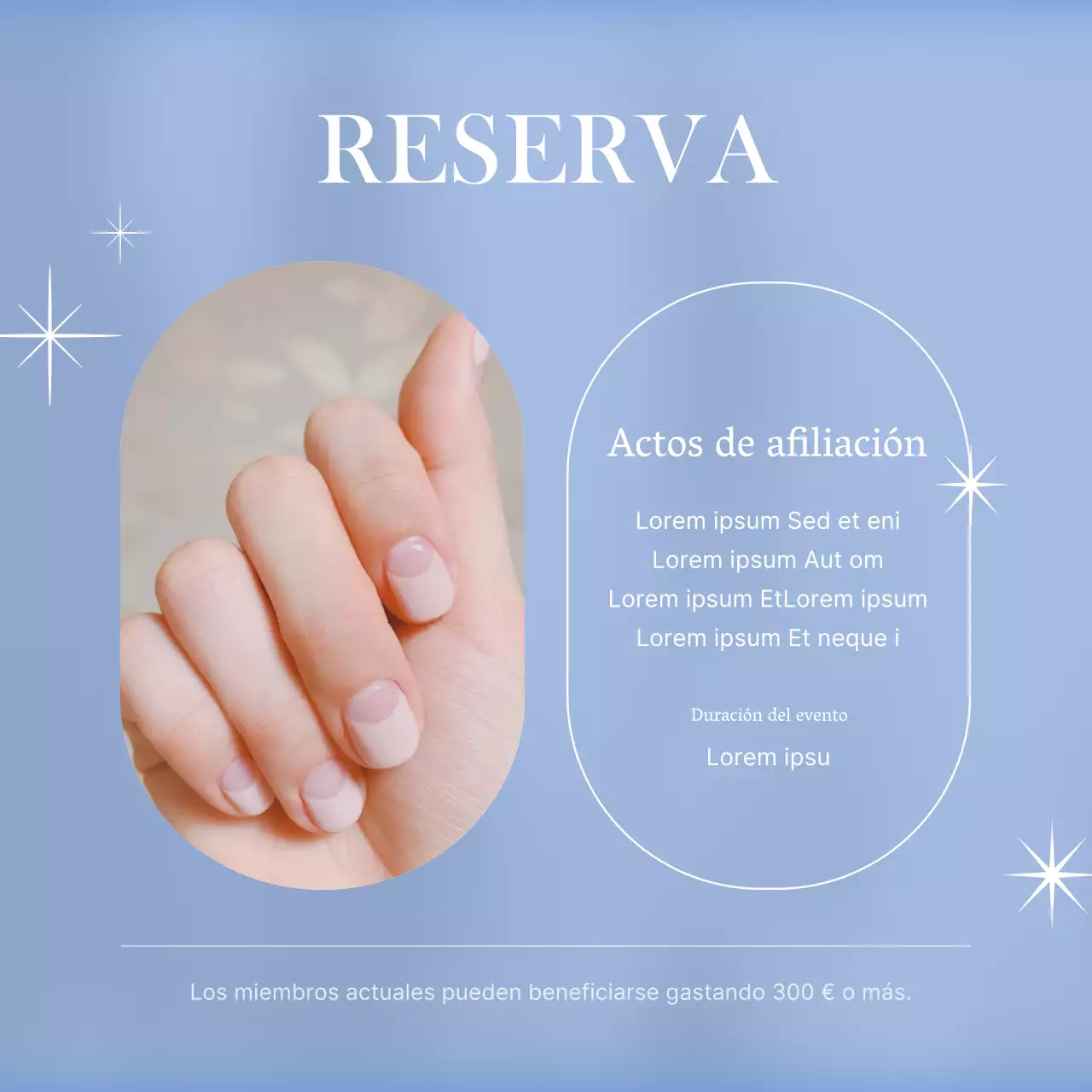 Promociona un sencillo salón de belleza de nail art en azul claro