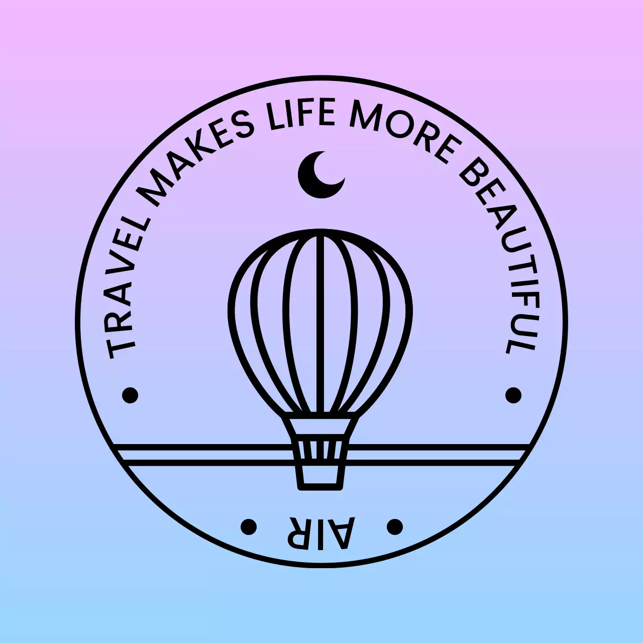 Hot air balloon stamp logo with gradients